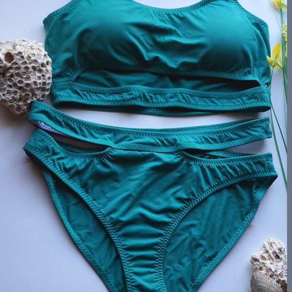 Sandy Deep Green Cut Out Bikini