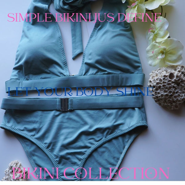 Summer Teal Halter Buckle Bikini